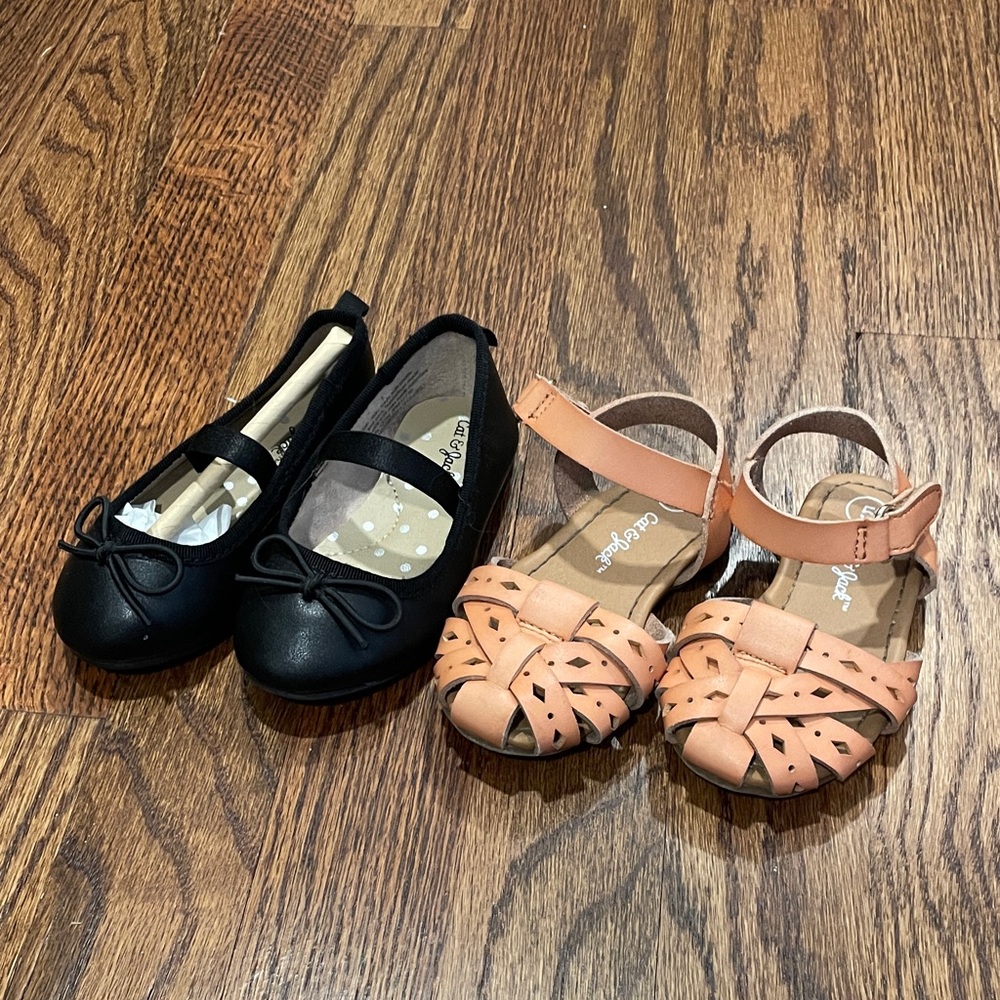 Cat and Jack Toddler Size 5 Black and Tan Kids Shoe Bundle